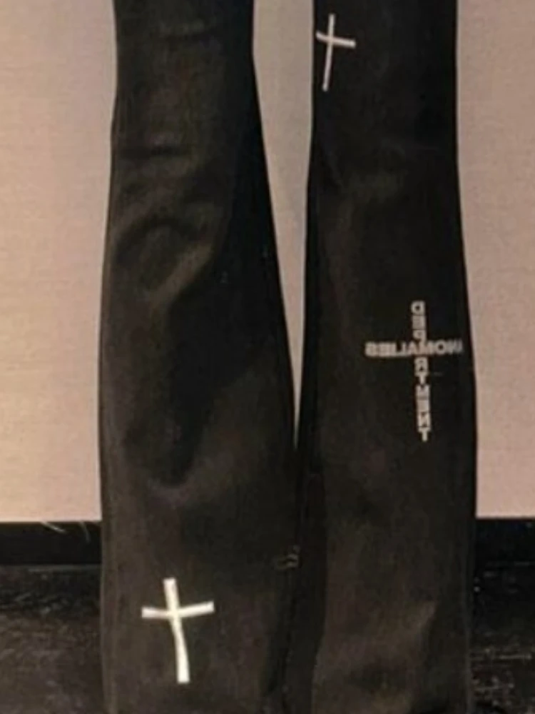 Pantalones vaqueros negros Retro Y2k de verano para mujer, pantalones ajustados de estilo Sexy con estampado bordado de Hip Hop, Pantalones rectos de cintura baja a la moda