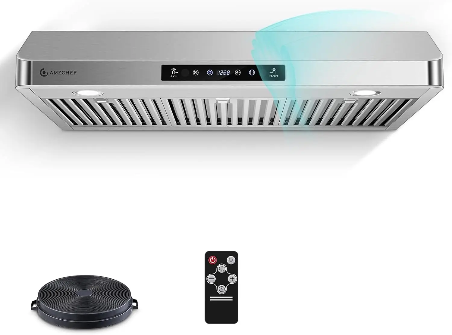 

Under Cabinet Ran Hood 36 Inch 700CFM Stainless Steel Kitchen Stove Vent Hood 3 Speed Exhaust Fan Touch Remote sture Control LED