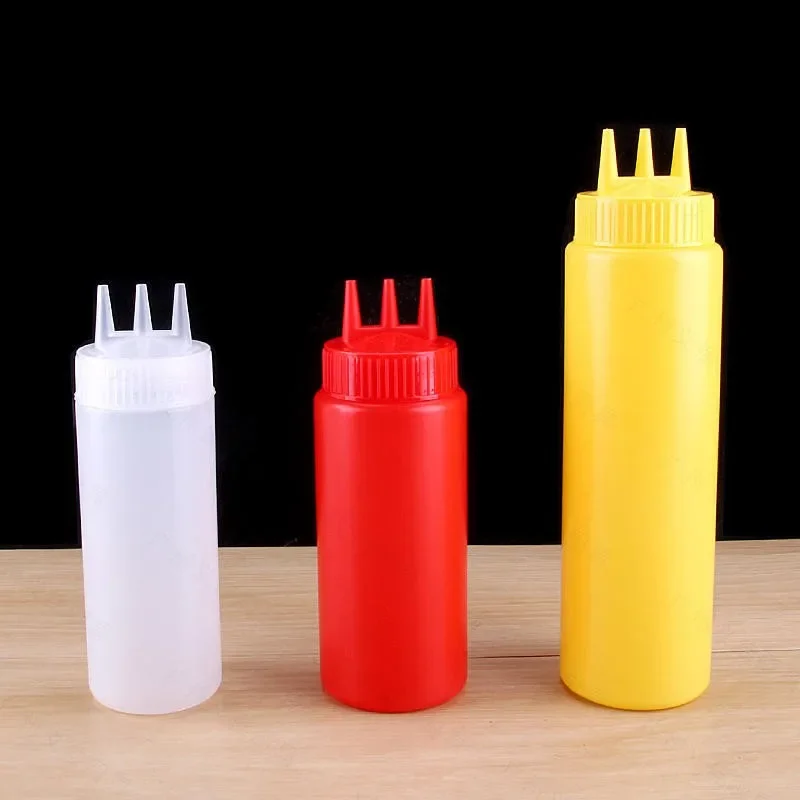 3 Holes Sauce Squeeze Bottle Condiment Dispenser Container Salad Dressing Seasoning Ketchup Mustard Storage Jar Kitchen Tools