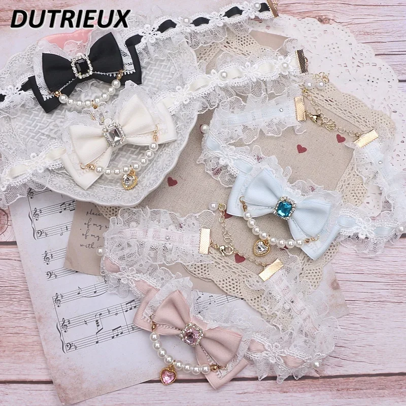 Women's Accessories Sweet Cute Mine Series Mass-Produced Ornament Lace Bead Bow Collar Choker Fashion Lolita Necklace Female