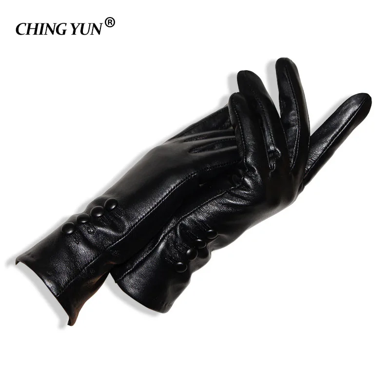 

Зимние осенние женские толстые теплые модные высококачественные перчатки из овчины с 4 пуговицами