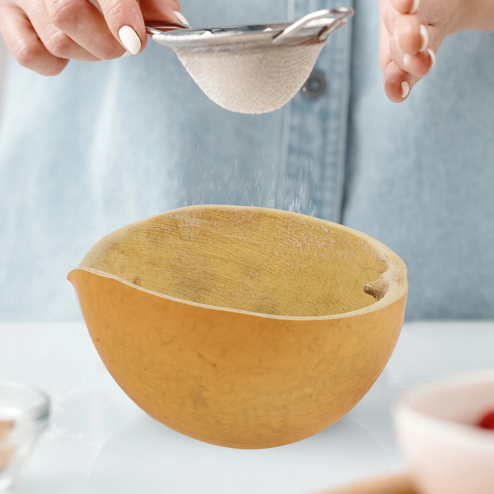 

1 pc Gourd Craft Household Scoop Natural Gourd Water Spoon Kitchen Garden Tool Large Capacity Water Ladle Yellow