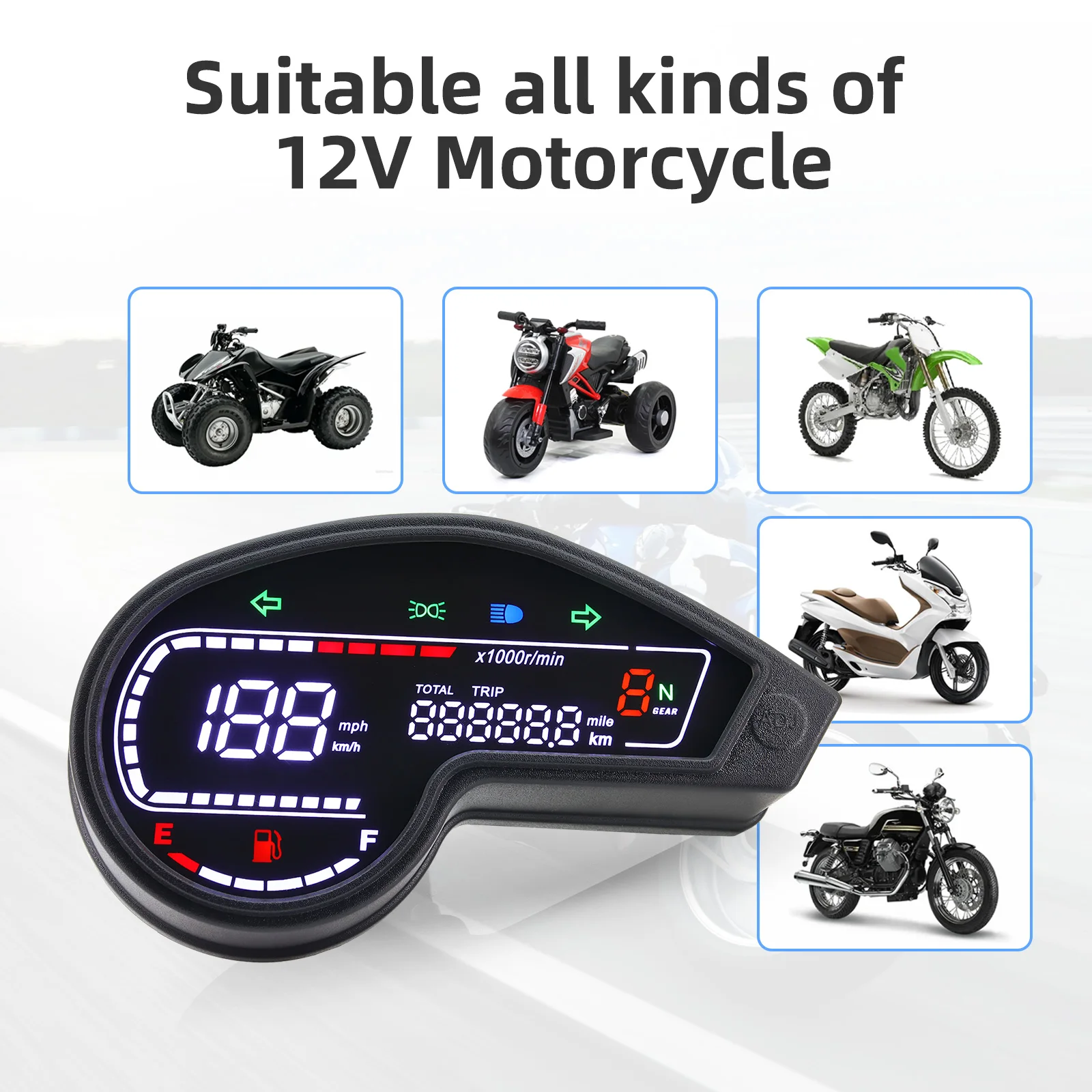 Motorcycle Digital Odometer LED Speedometer for 12V Honda NXR150 NXR125 XR150 GY200 CRV Tachometer Moto Dashboard Tachometer