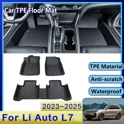 Car Floor Mat For Li Auto L7 Lixiang L7 2023 2024 2025 Waterproof Mud Carpet TPE Foot Pad Full Rug Tappeto Accessories