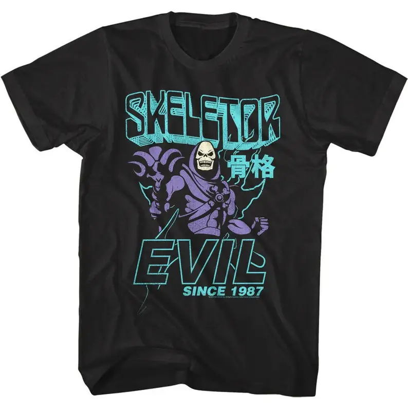 Skeletor Men's T-shirt Evil Villain Since 1987 Vintage Cartoon T-Shirt Masters of the Universe He-Man Japanese Kanji Graphic Tee