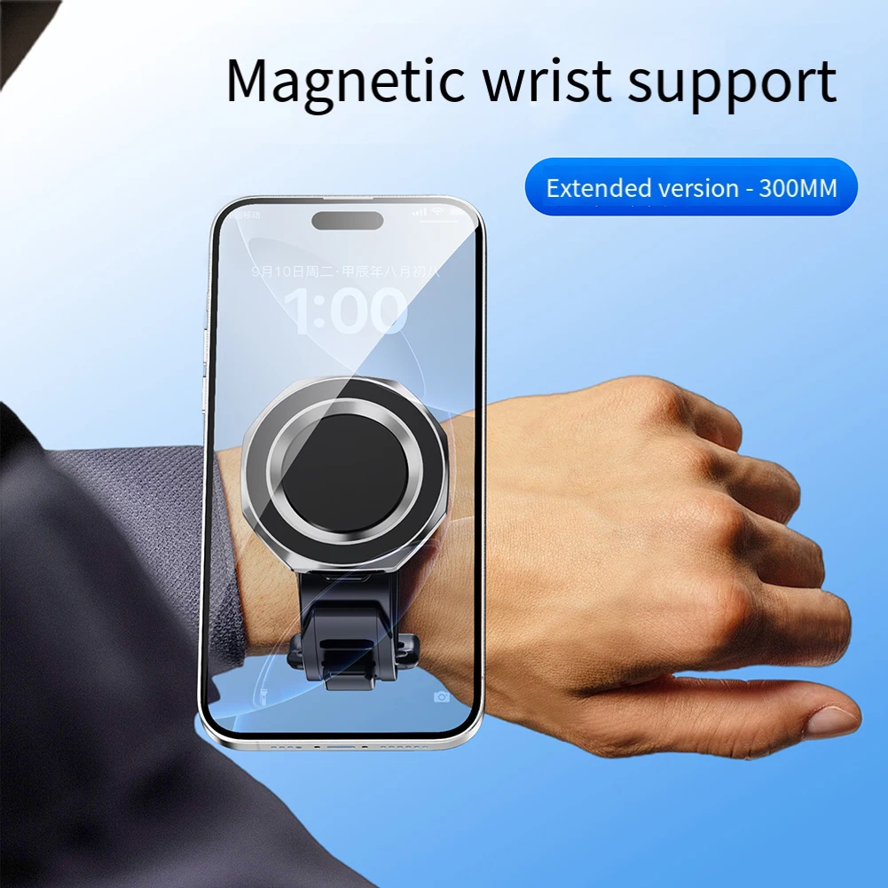 

Держатель для мобильного телефона на браслете 360° ° Вращающийся регулируемый браслет, магнитная подставка для смартфона для спортивной навигации