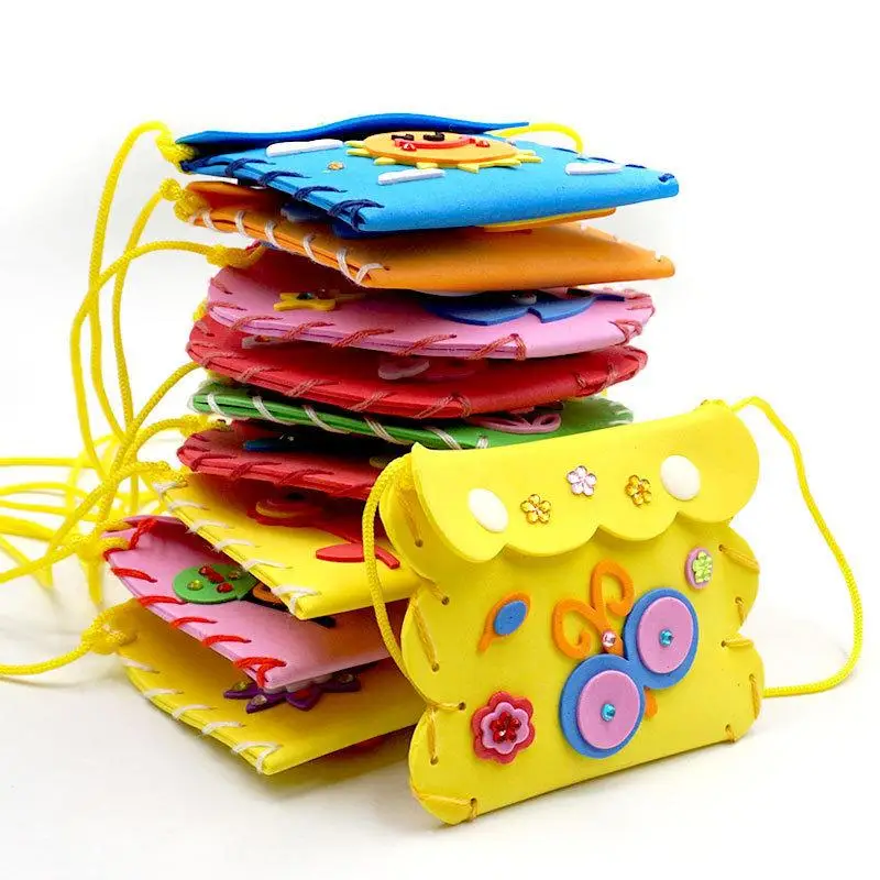 【BS】1/3/5/8PCS Kids Sewing Craft Kit DIY Cartoon Wallet Handmade EVA Kit Educational Toys Birthday Gift For Girls Beginners