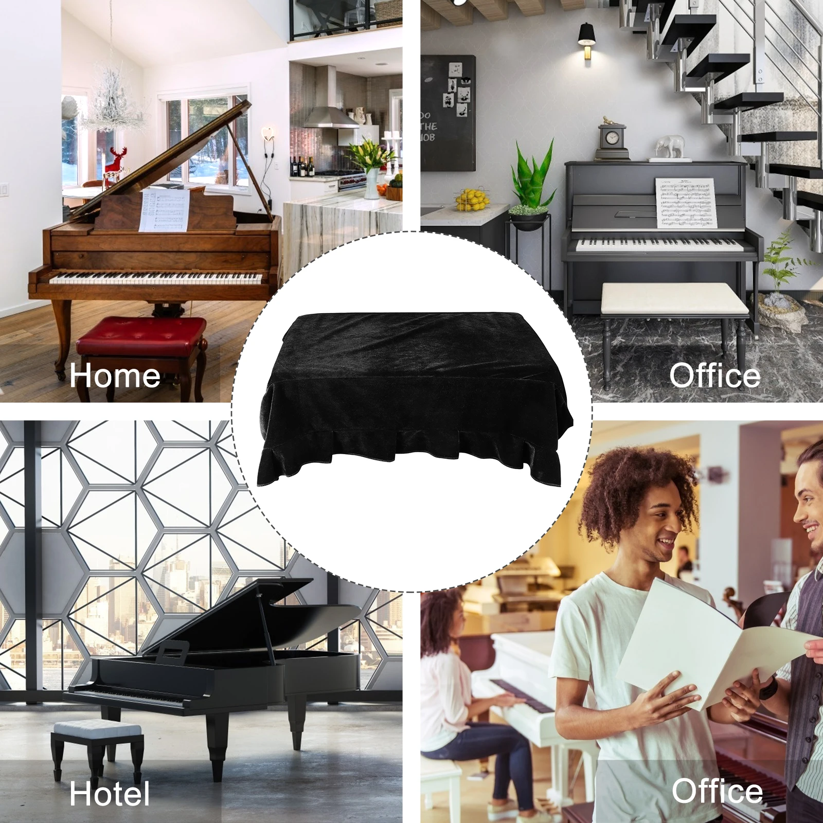 

Simple Design Piano Stool Cover Soft Comfortable Touch Easy Install Remove Bench Cover for Home Office Shop Hotel Use