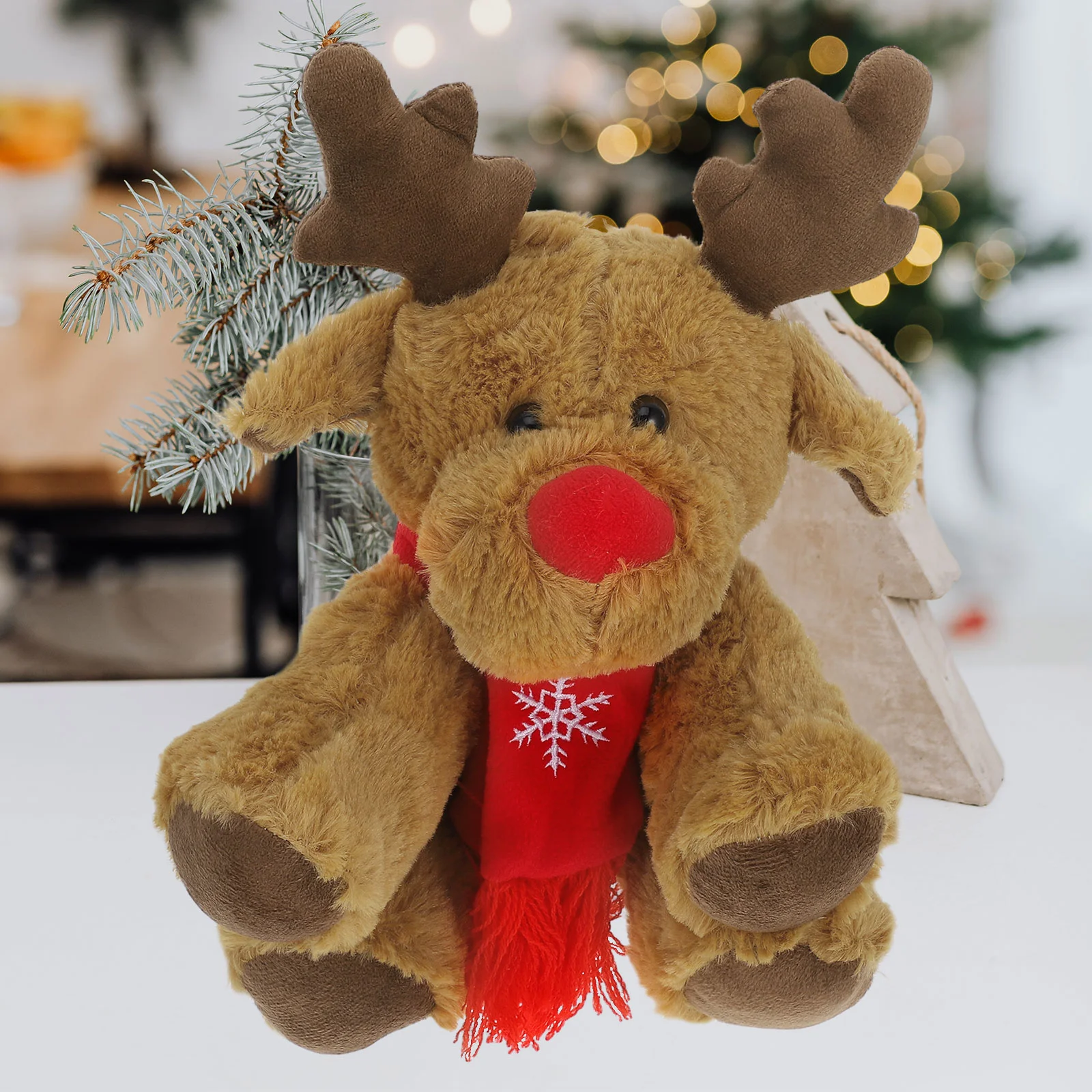 Alce de peluche navideño de 29cm, alce de peluche Adorable, ciervo de Navidad, regalos de Año Nuevo para niños, decoración para fiesta de Navidad (marrón claro)