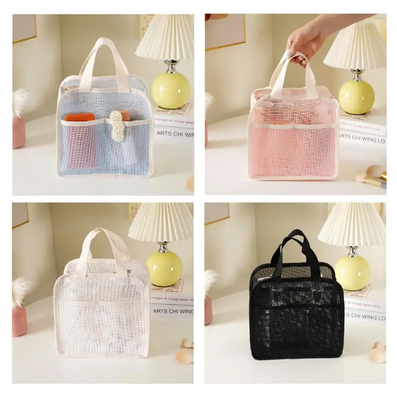 1 Stück tragbare Reise-Lippenstifttasche, Netz-Handtasche, Make-up-Tasche, Kosmetik-Aufbewahrungstasche, Kulturbeutel, transparente Strandtasche – Detail 19