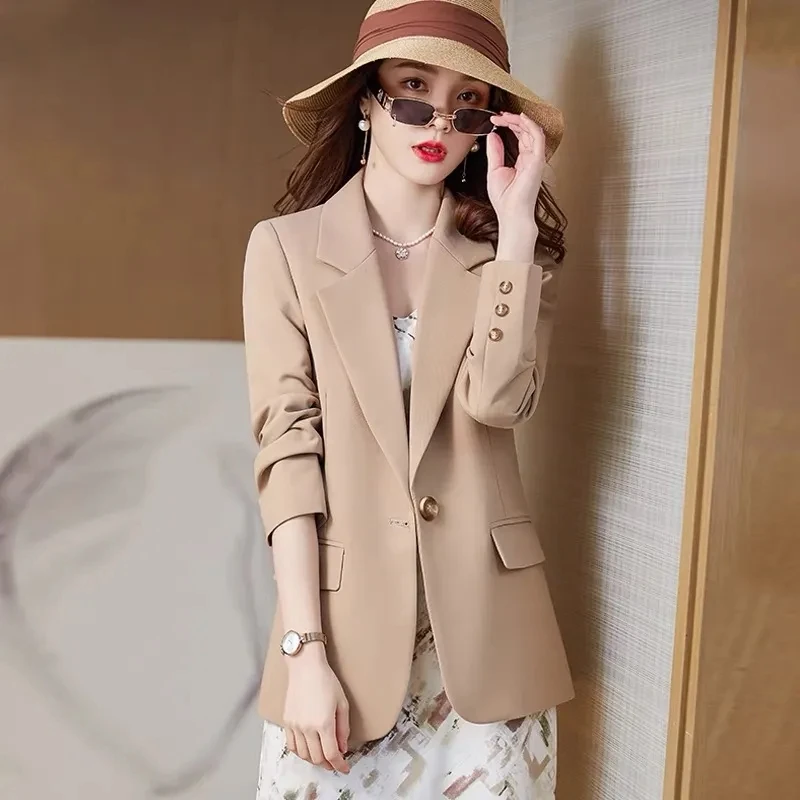 Schlanke klassische elegante Anzug mäntel Arbeits kleidung Single Button Oberbekleidung Casual Fashion Blazer Jacken formelle Frauen Frühling Herbst Casaco