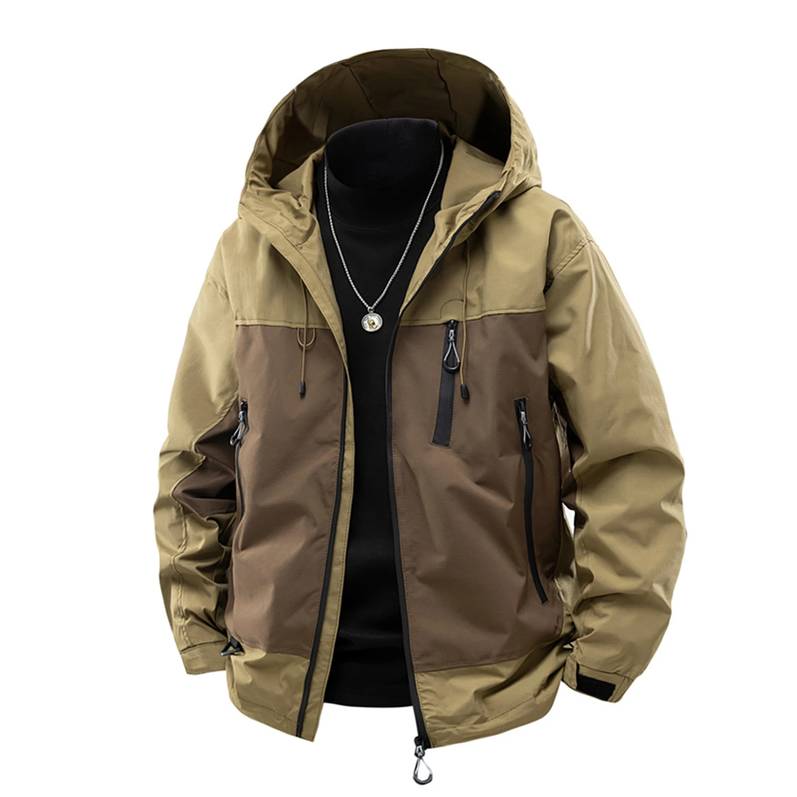 سترة كاجوال للجنسين مقاومة للرياح ومقاومة للماء، سترة مريحة بغطاء للرأس للرياضات الخارجية واللياقة البدنية والمشي لمسافات طويلة والجري