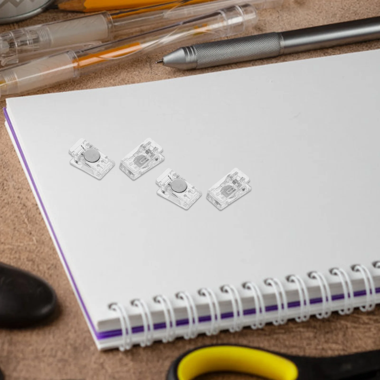 10pcs Badge Magnetic Plastic Spring Clips For Id Card Name Tag Holders Office Trade Shows Abs Steel Material Files Clips