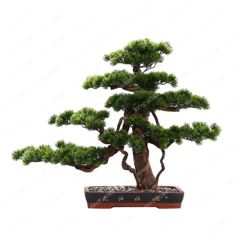 New Chinese-style simulated welcome pine bonsai office entrance ornament green plant fake tree hotel model room decoration