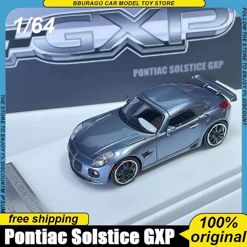 En Stock, Modelo a Escala 1:64 del Pontiac Solstice GXP, Color Gris Metálico, Edición Limitada Coleccionable con Base de Exhibición, Juguete de Regalo para Niños