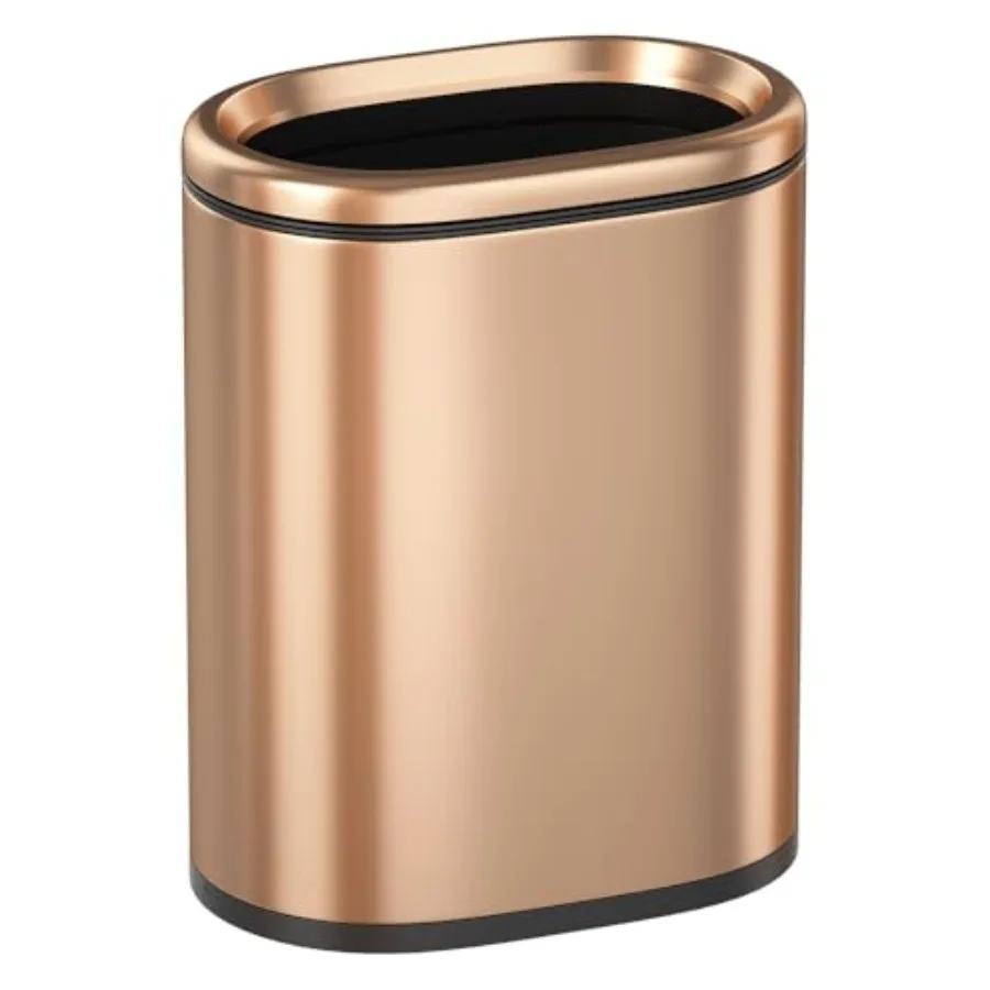 

9L/2.4GALSlim Bathroom Trash Can 12 * 7.75 * 13.67 Inch Stainless Steel with PP Inner Bucket Smooth with Garbage Bag Inner Lini