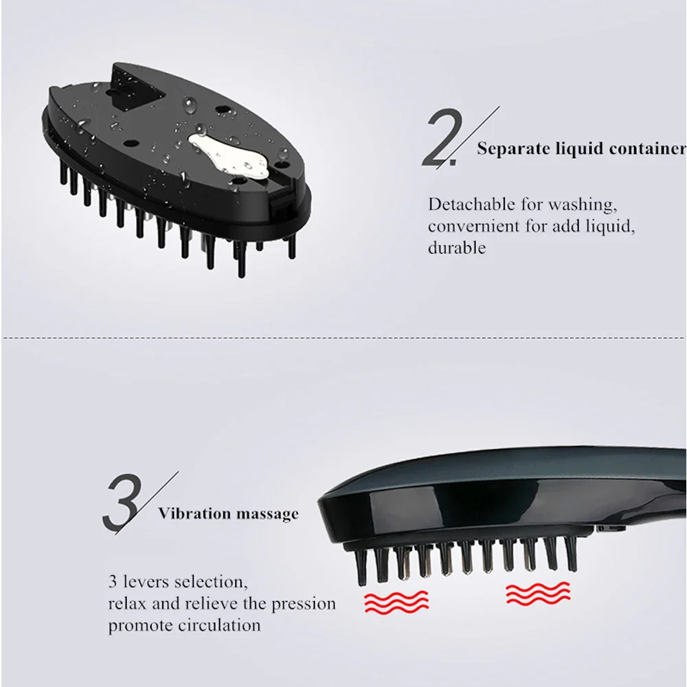 مشط عالي الجودة للعناية بالشعر ، استيراد سائل ، علاج للعناية بالنمو ، تدليك بالاهتزاز ، مدلك فروة الرأس مضاد لتساقط الشعر