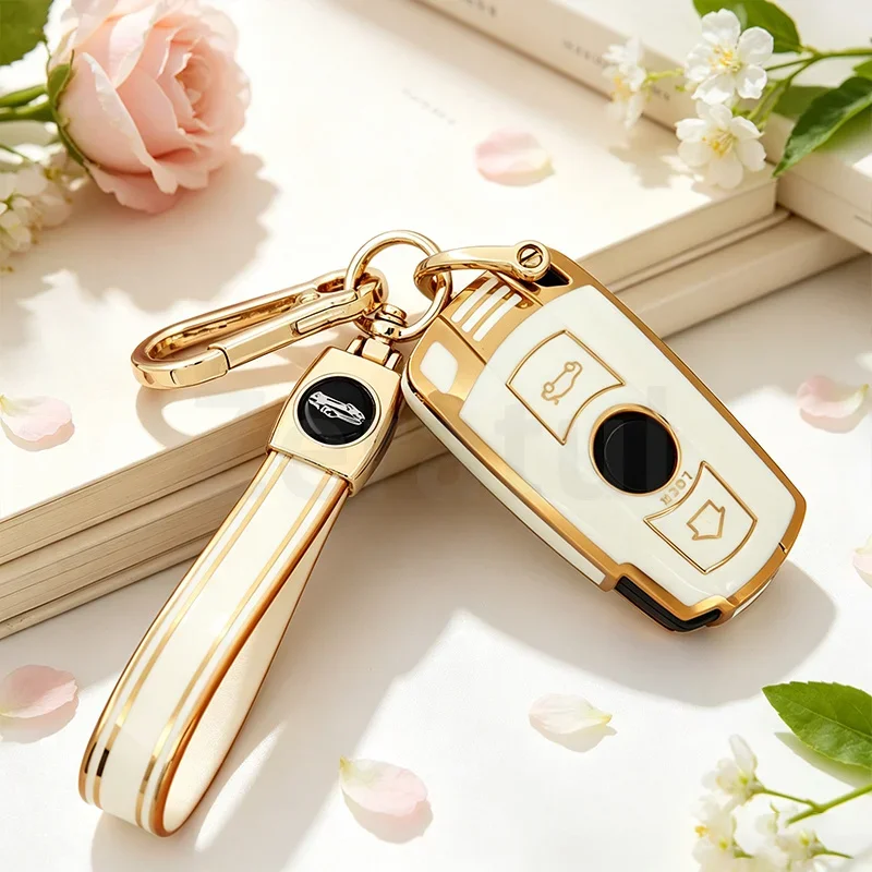 TPU Auto Shell Fob keychain Car Key Case Cover Shell For BMW X1 X5 X6 Z4 E90 E60 E70 E87 3 5 6 Series M3 M5 Holder Accessories