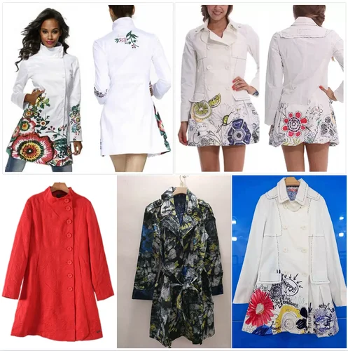 Imagen 1 del producto Orden de comercio exterior original: chaqueta cortavientos bohemia para mujer de España, estampado bordado, corte ajustado, diseño medio a largo