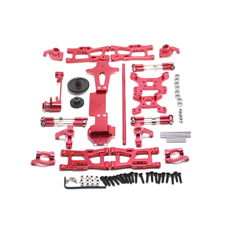 for WLtoys 1:14 144001 RC Car Full Upgrade Spare Parts Metal C Seat Steering Cup Swing Arm Central Drive Shaft Red