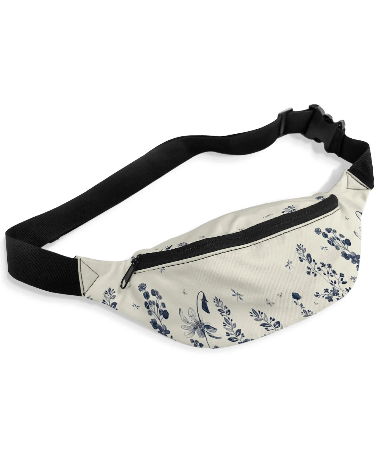 Vintage Dragonflies Waist Packs para Mulheres, esportes ao ar livre impermeáveis, Unisex Crossbody Bag, Shoulder Bag, Flores, Folhagem