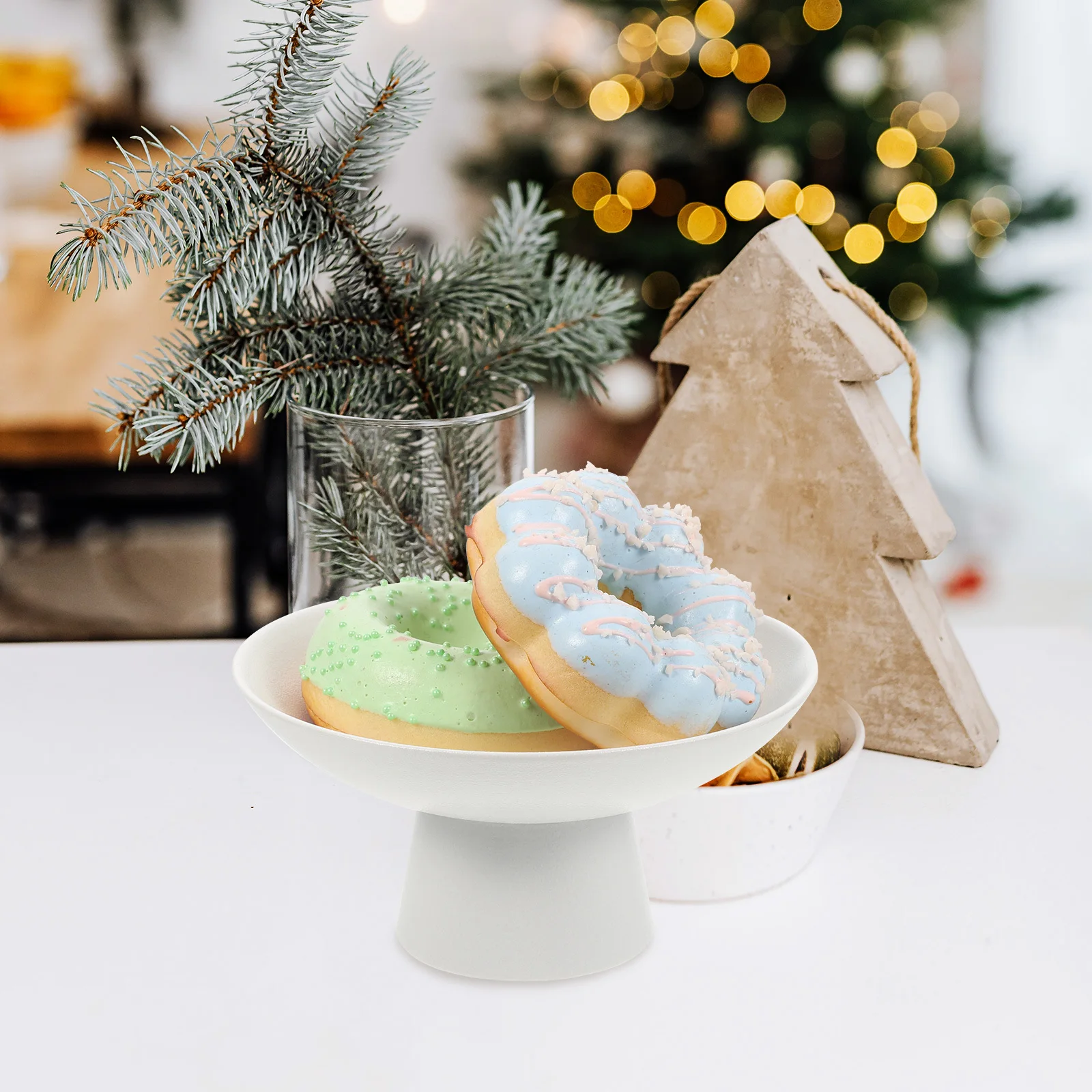 

Decorative Ceramic Fruit Tray with Standing Base for Desserts Dried Fruits Snacks Home Kitchen Counter Display Elegant Food