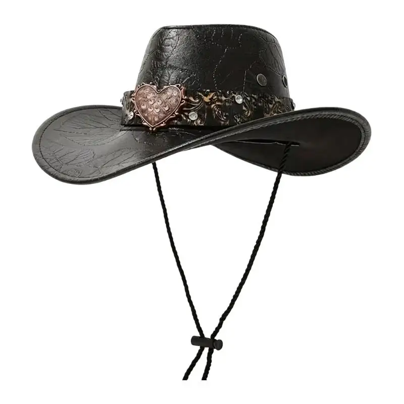 

39BB Popular Cowboy Cap with Large Brims Cosplay Hat For Motorcycle Riders And Outdoor Enthusiasts Halloween Headpiece