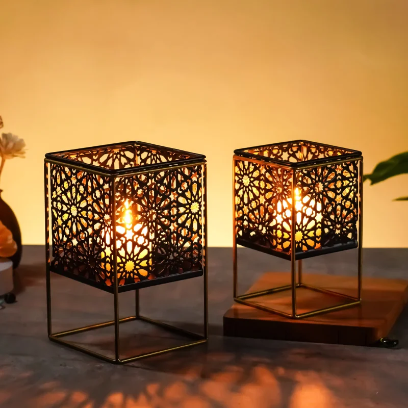 

New Iron Art Candle Holder High Stand Projection Candle Holder Ornament Festival Moroccan Indoor Home Decoration Candle
