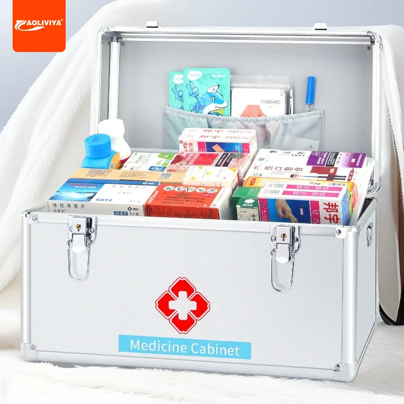 Aoliviya Aluminum Alloy Medicine Box Household Medicine Box Enterprise Emergency Suit Visit First Aid Kit Layered Large Capacity