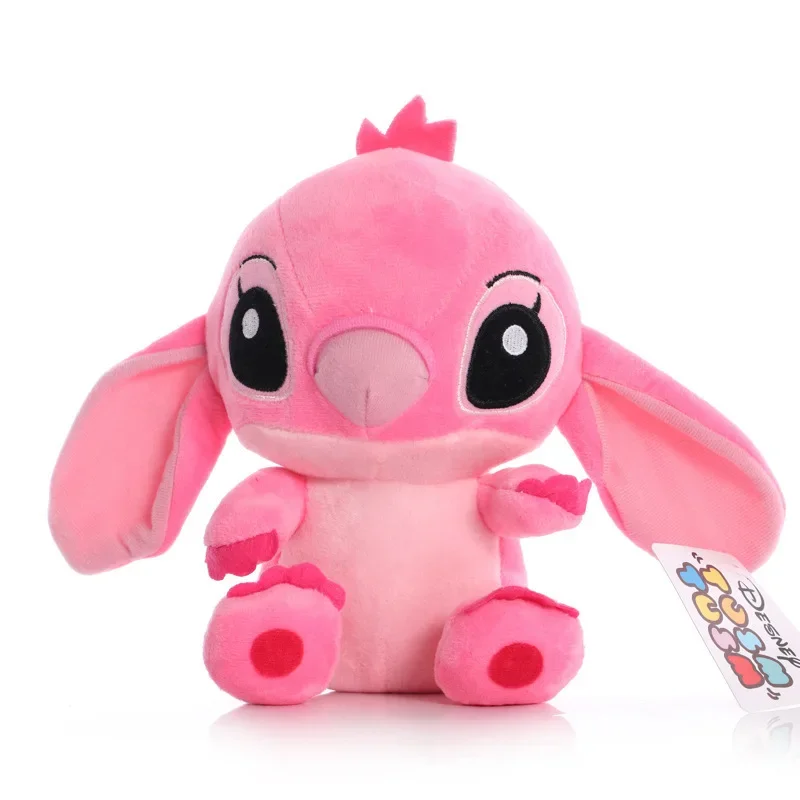 Bonecas de pelúcia Disney Lilo e Stitch Angel Stich, Brinquedos Anime dos desenhos animados, Brinquedos de pelúcia kawaii, azul e rosa, presente