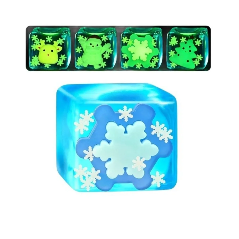 Funny Glow in The Dark Christmas Squeezed Cube TPR Slow Rebound Ice Cube Squishy Cartoon Simulation Squishy Fidget Toy Kids