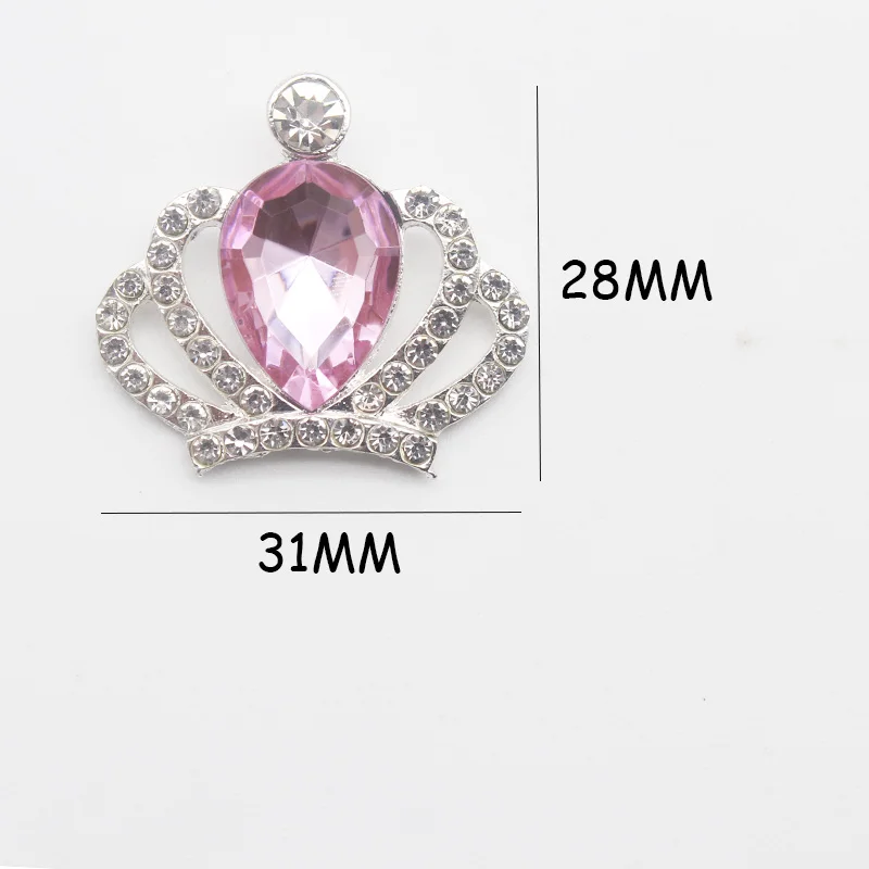 10 sztuk 28*31mm akrylowe Rhinestone korona guzikiem DIY łuk srebrny płaska podeszwa Craft dekoracyjne przyciski