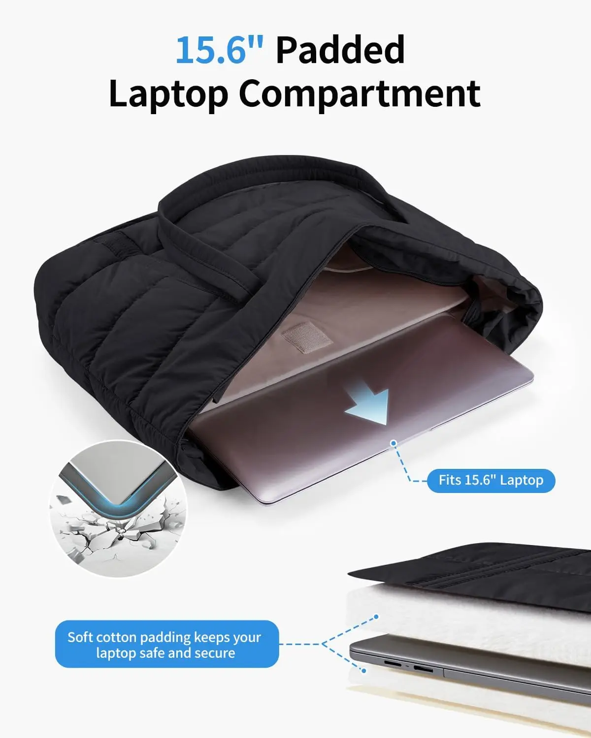 

Women's Quilted Puffer Tote Bag with Cup Holder And Laptop Compartments Travel Work Bag for Nurses And Teachers
