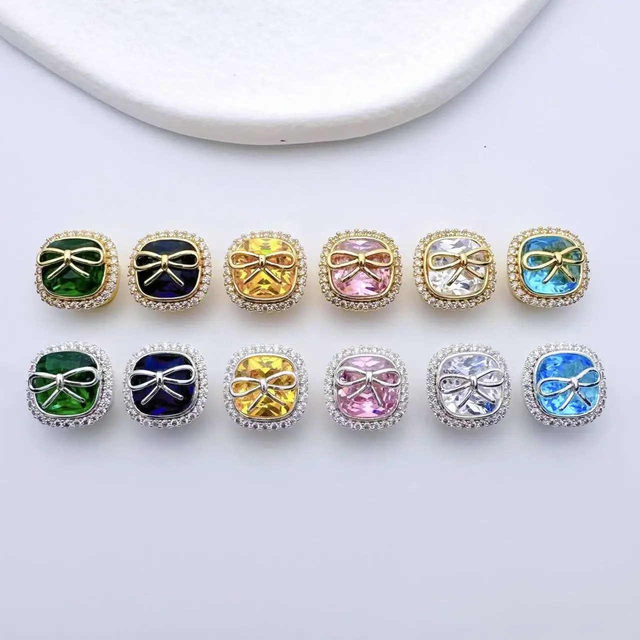 

5 шт., медное золото, инкрустированное цирконом, квадратный бант, многофункциональные бусины, жемчужное ожерелье «сделай сам», браслет, ювелирные аксессуары