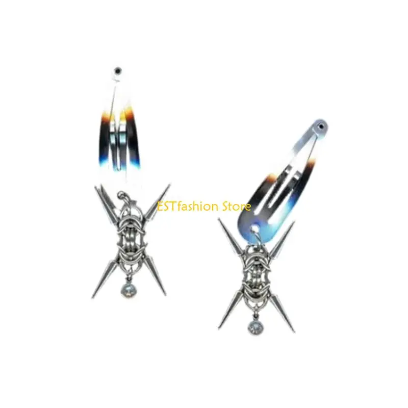 Y5GC Заколка для волос с подвеской в ​​виде шипа в стиле панк с заклепкой, металлическая боковая булавка, женское украшение для