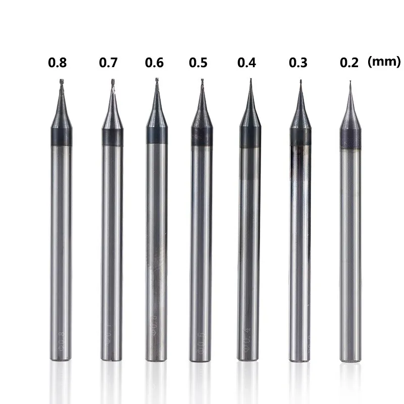 XCAN 1pc 0.2-0.9mm TiAIN Micro Flat End Mill 4mm Shank 2 Flute Milling Cutter HRC 55 Mirco Carbide CNC Engraving Bit Router Bit