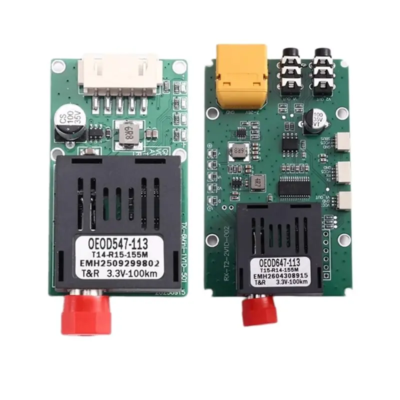 100KM TTL Optical Transceiver Module Kit TX RX Optical Terminal Equipment Drone-Specific DC 5.5-26V