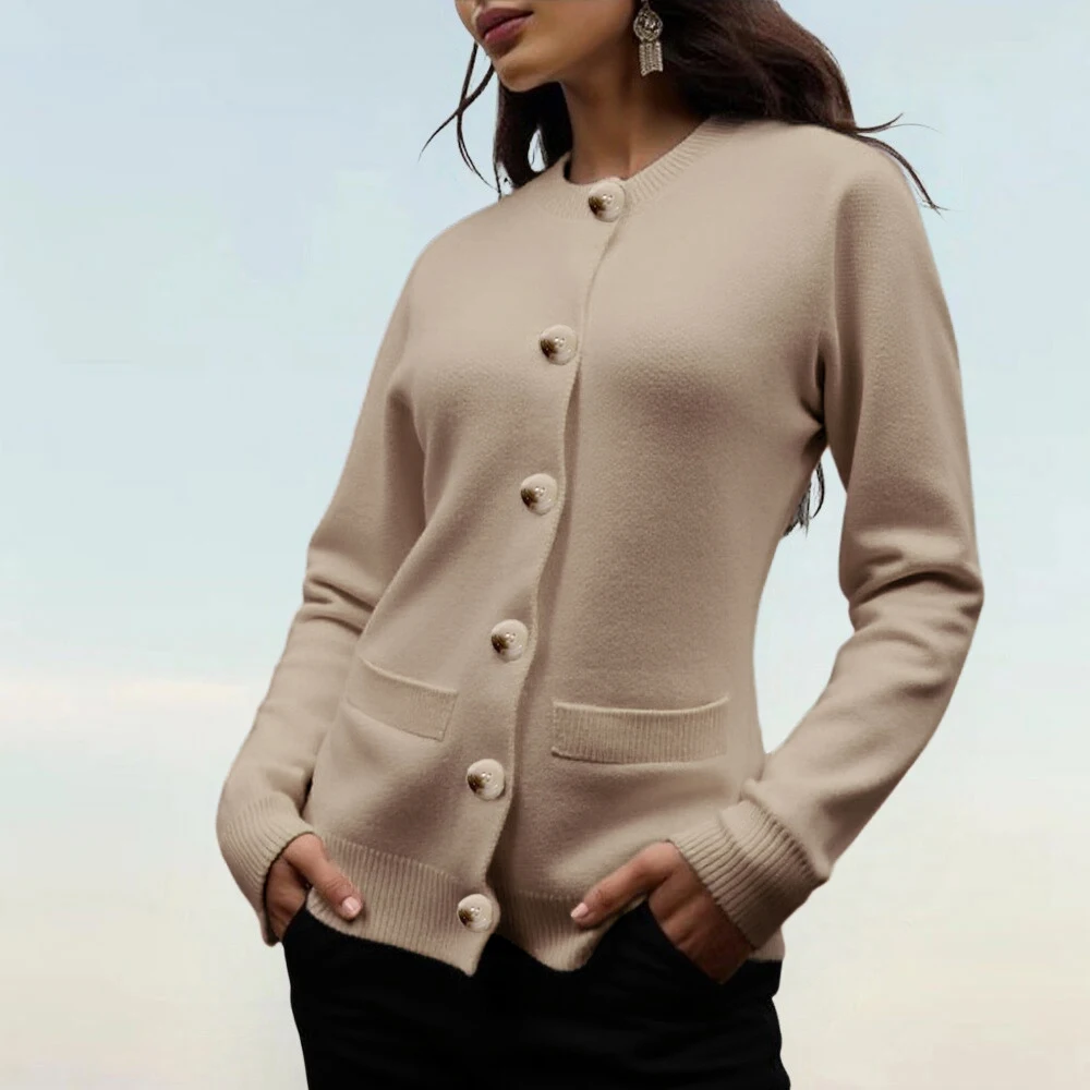 여성용 긴 소매 라운드 넥 스웨터 가을 겨울 패션 편안한 단색 우아한 일상복