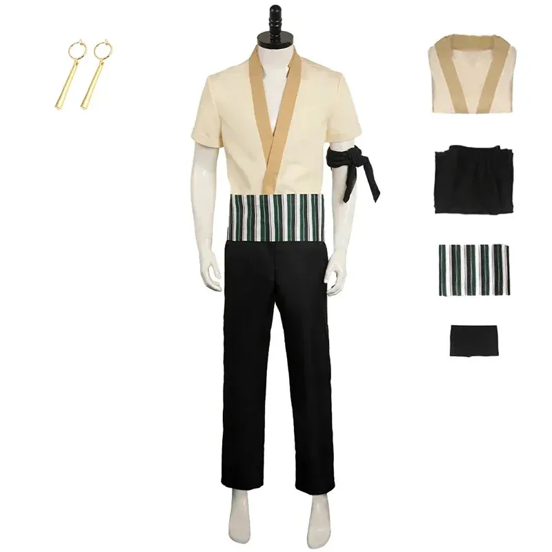 أزياء فيلم المانغا الحية اليابانية لعام 2023 للرجال والأولاد رورونوا زورو أزياء الأب الابن أطقم ملابس الساموراي اليابانية