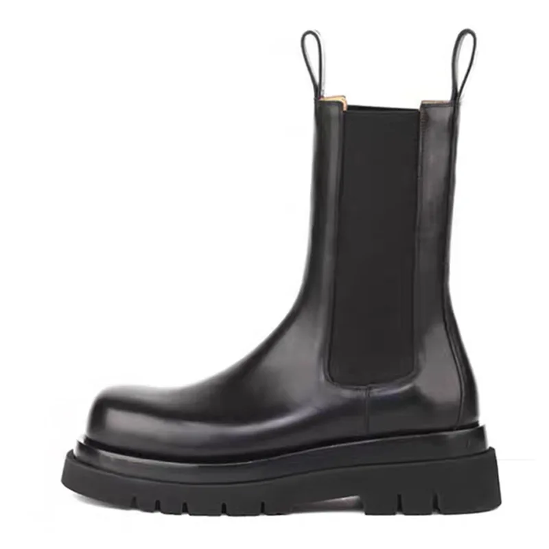 Herren Chelsea Boots Plateau High-Top Absatzschuhe Gothic Sneakers Lederstiefel Vintage Trendige Designer-Schuhe