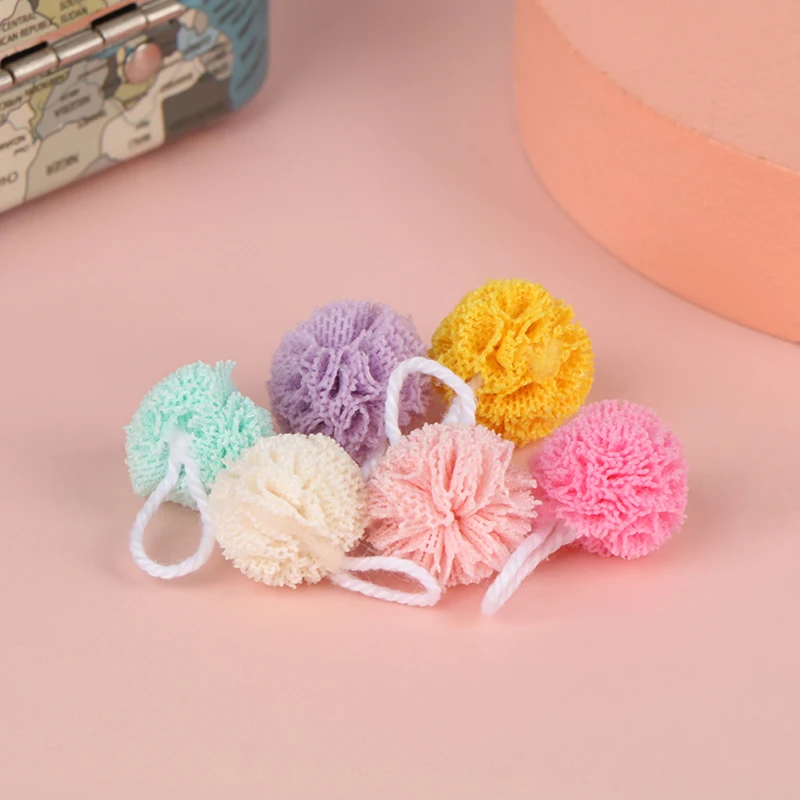 3Pcs Doll House Mini Simulation Bath Ball Towel Small Cloth Doll Miniature Bathroom Scene Bath Flower Model Decor Accessories