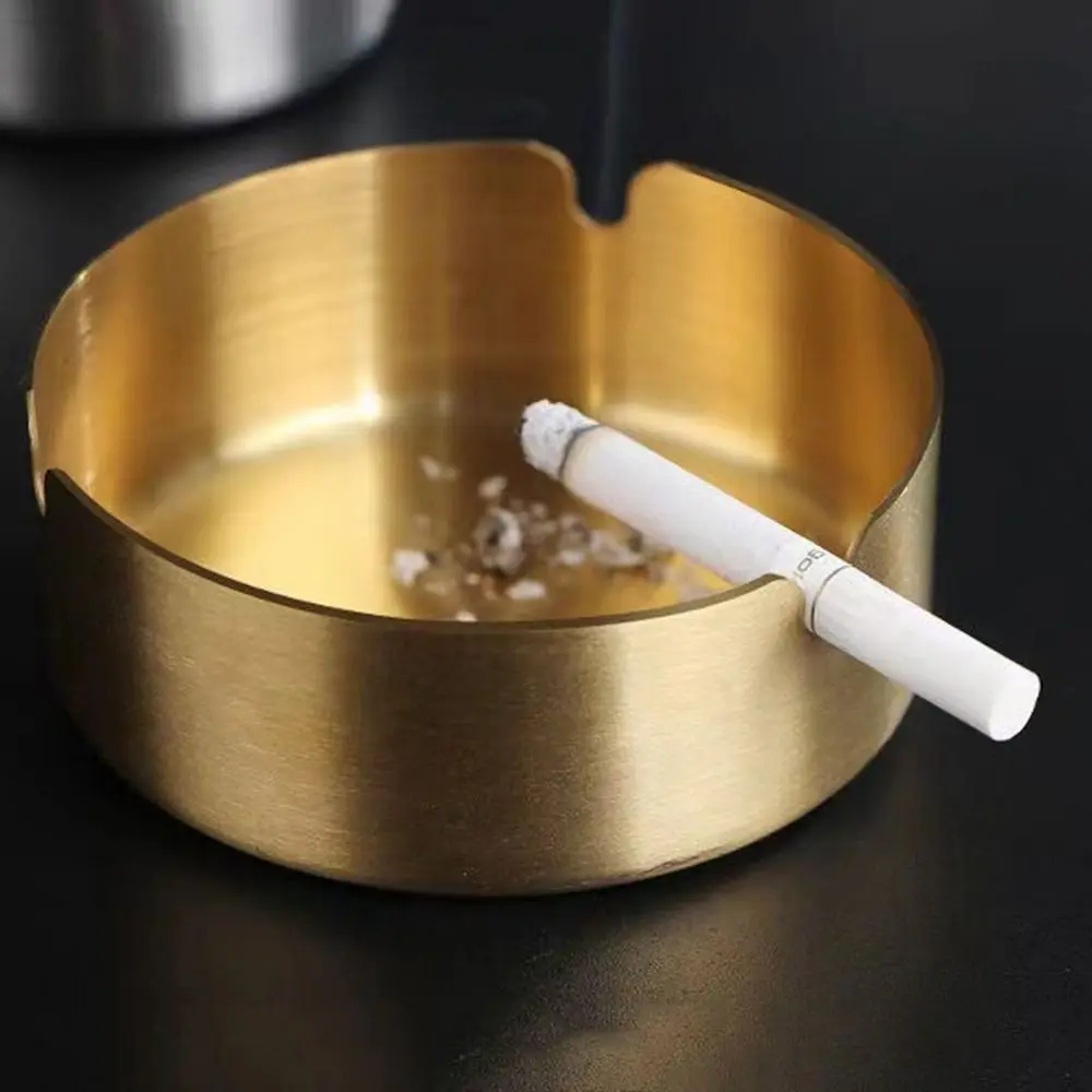 Metal Ashtray 8cm Stainless Steel Silver Smoke Holder Round Cigarette Accessories for Smoker