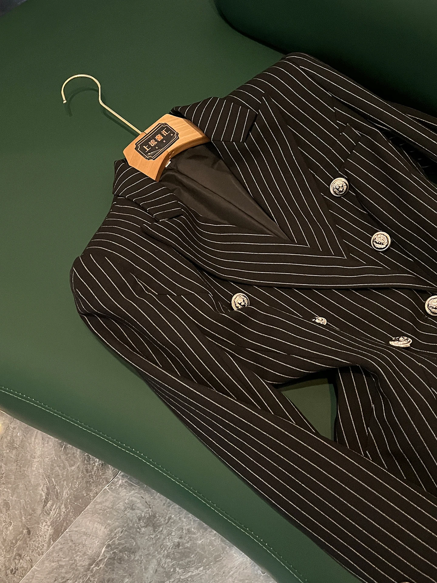 Ele oulder rembourré trajet Sle femmes Jaet coupe ajustée rayé vêtements d'extérieur ort longueur Sve Long Sve vêtements d'automne