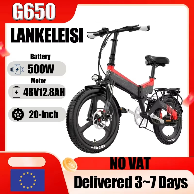

LANKELEISI-Vélo Électrique G650 500W avec Moteur sans Balais, Bicyclette de Montagne avec Batterie au Lithium de 48V, 12,8 Ah