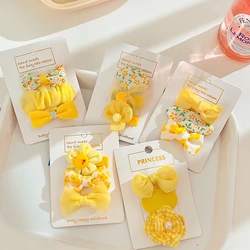 3 Pcs/Set Baby Girls Cute Yellow Flower Bow Ornament Hair Clips Children Lovely Sweet Barrettes Hairpins Kids Hair Accessories