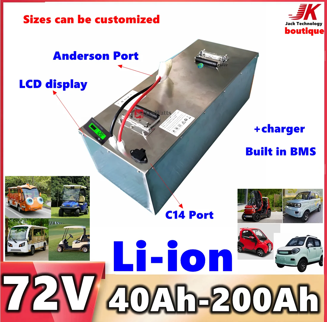 

JK 72V 5KW Battery 40Ah 50Ah 80Ah 100Ah 150Ah 180Ah 200Ah Lithium Li-ion for 3KW 7KW 14KW Motorcycle Sightseeing Cars,EVtricycle