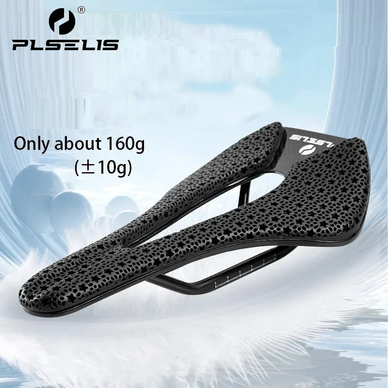 

PLSELIS Carbon Fiber Road/MTB Bike Saddle | 3D-Printed Hollow Core Short Nose Design - Breathable Lightweight Cycling Seat