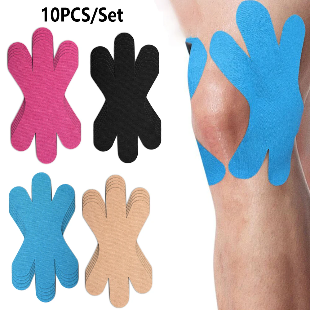 10er-Pack vorgeschnittenes Kinesiologie-Tape für Knie, elastisches sportliches Sport-Tape zur Linderung von Knieschmerzen, Muskelunterstützung, latexfrei und atmungsaktiv