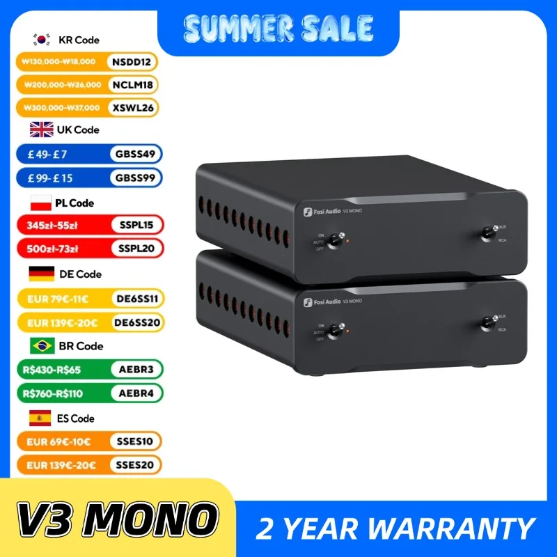 Fosi Audio V3 Моно стерео усилитель мощности 2/2,1/3/4/5 канала TPA3255 Мини-усилитель 240 Вт Профессиональный усилитель