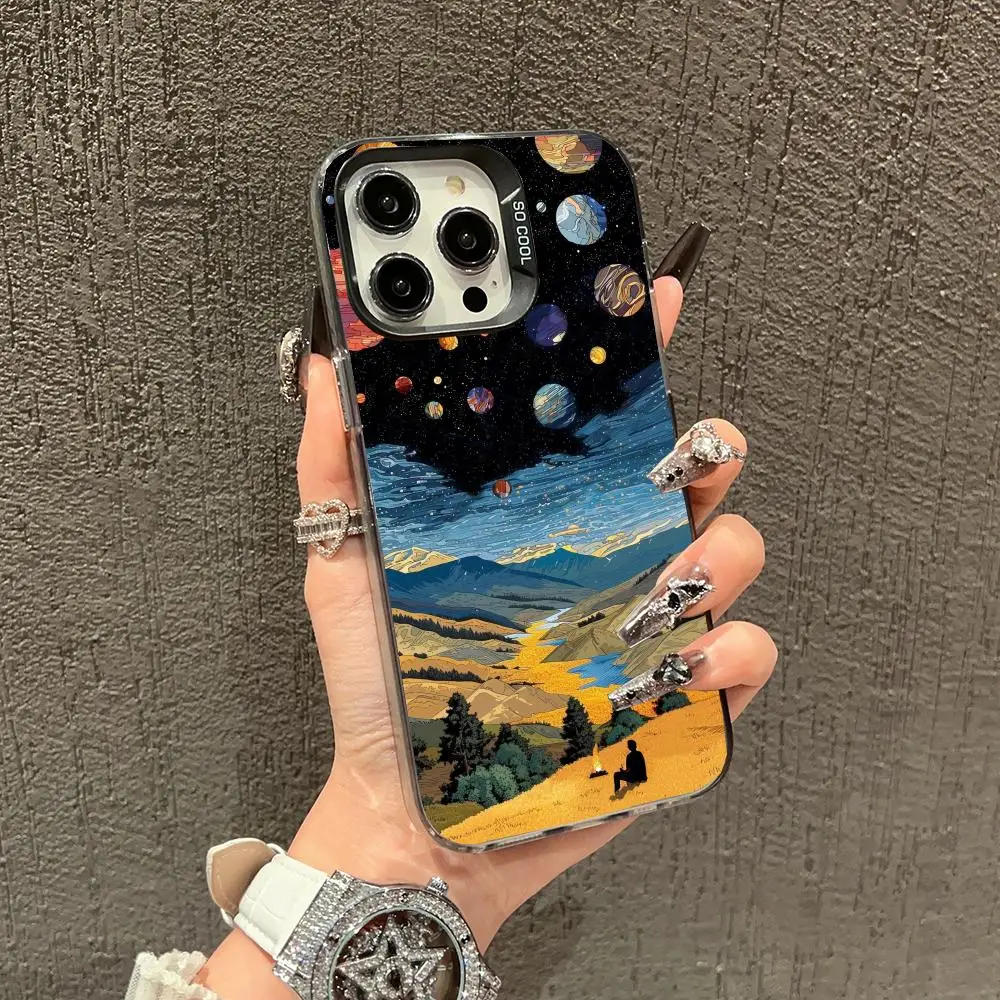 

Creative oil painting design mobile phone case suitable for iPhone 16 17 15 14 13 12 11 Pro/ Max /Plus anti-fall and shock